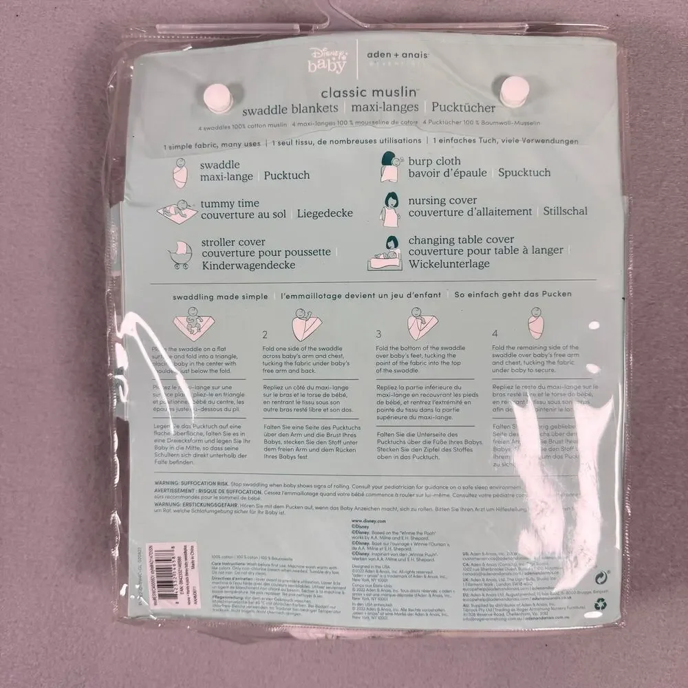 NEW Disney Baby Aden + Anais Winnie the Pooh swaddle blankets - cotton muslin